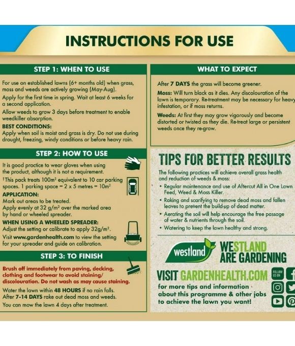 WESTLAND AFTERCUT ALL IN ONE LAWN FEED WEED & MOSS KILLER