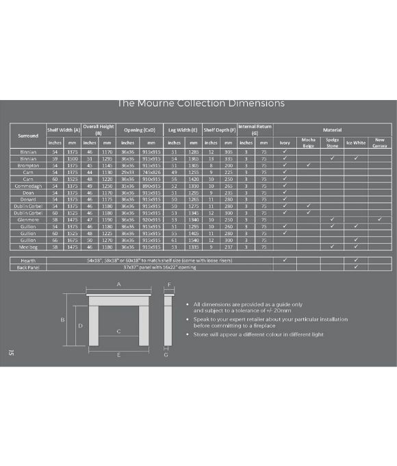 DUBLIN CORBEL 54 IVORY PEARL FIREPLACE