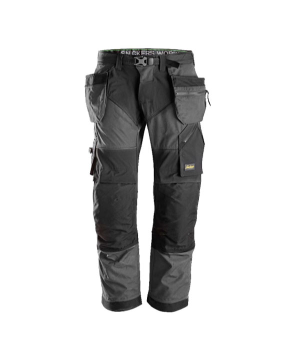 SNICKERS 6902 FLEXI WORK HOLSTER POCKET WORK TROUSERS GREY/BLACK