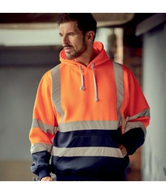 SUPERTOUCH TWO TONE HOODIE HI VIS ORANGE & NAVY