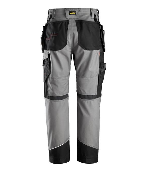 SNICKERS 6214 CANVAS RUFFWORK HOLSTER POCKET WORK TROUSERS GREY/BLACK