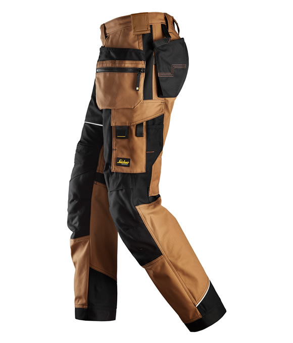 SNICKERS 6214 CANVAS RUFFWORK HOLSTER POCKET WORK TROUSERS TAN/BLACK