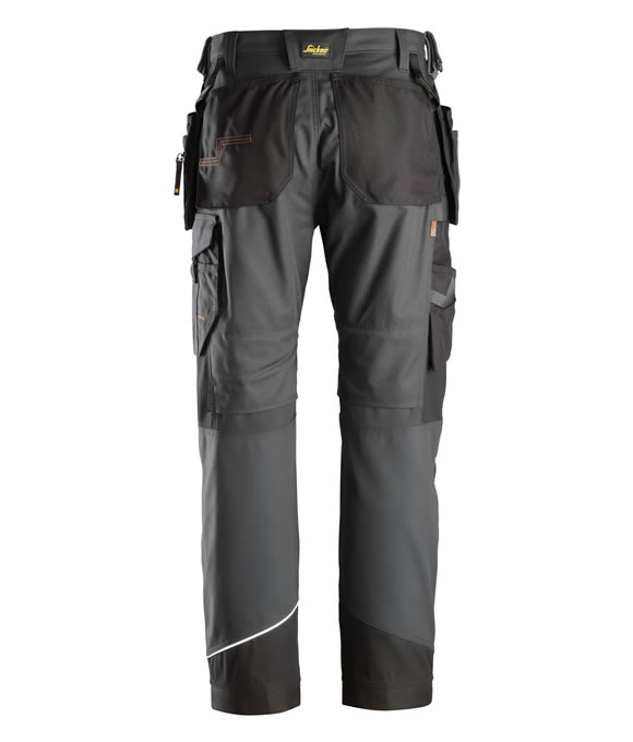SNICKERS 6214 CANVAS RUFFWORK HOLSTER POCKET WORK TROUSERS STEEL GREY/BLACK