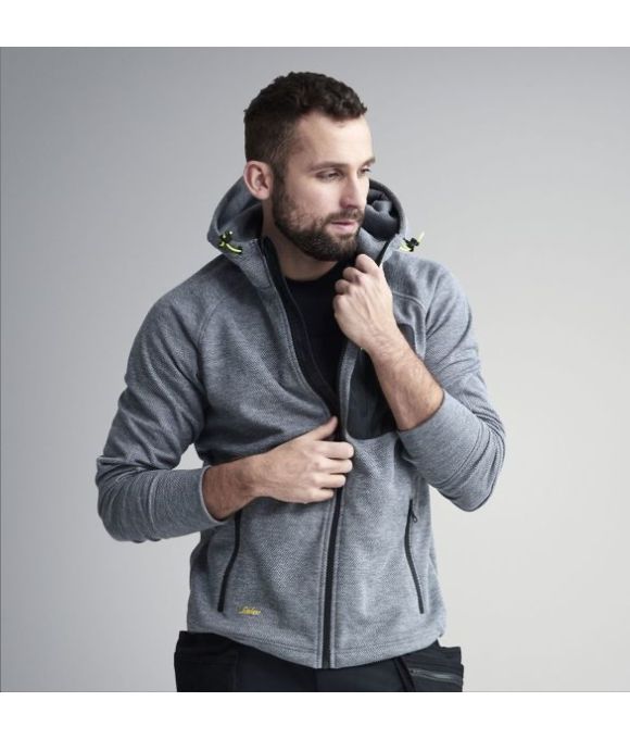 SNICKERS 8041 FLEXI WORK FLEECE HOODIE GREY/BLACK
