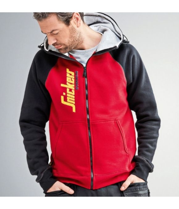 SNICKERS 2888 LOGO FULL ZIP HOODIE CHILLI RED/BLACK