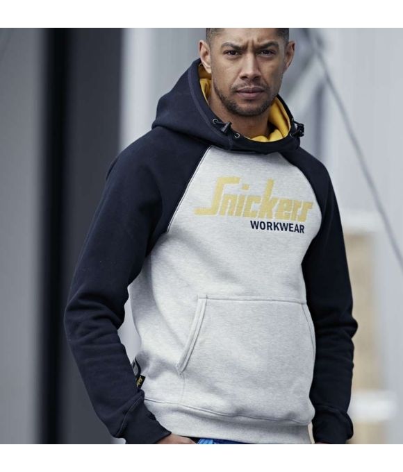 SNICKERS 2889 LOGO HOODIE GREY MELANGE/BLACK