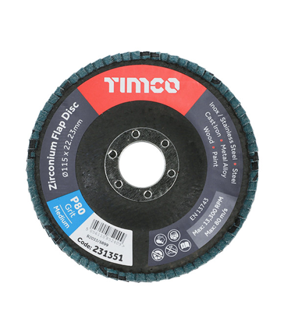 TIMCO FLAP DISC ZIRCONIUM 115 X 22.2MM P60