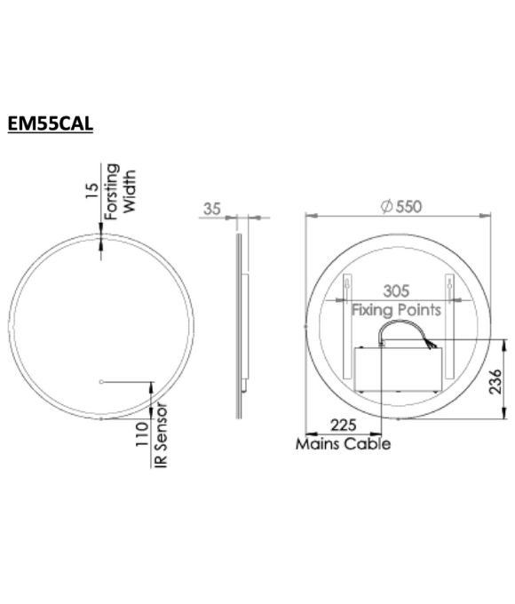 EMINENCE CIRCULAR 550 ILLUMINATED MIRROR