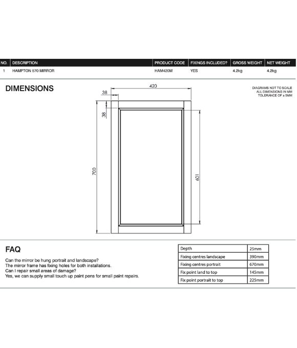 HAMPTON CLOAKROOM MIRROR MOCHA