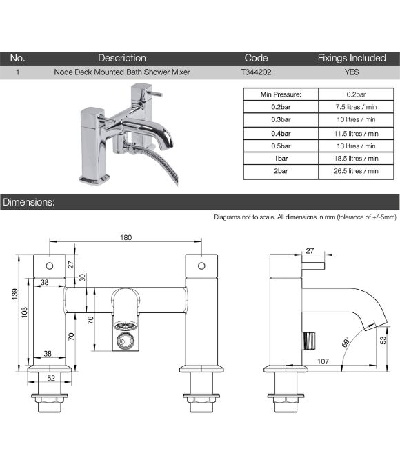 NODE DECK MOUNTED BATH SHOWER MIXER
