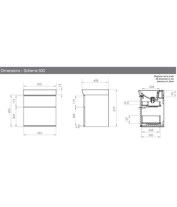 SCHEME 500 WALL MOUNTED BASIN UNIT LIGHT GREY