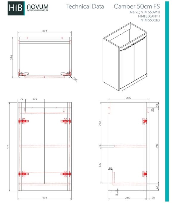 CAMBER COMPACT BATHROOM FURNITURE ANTHRACITE