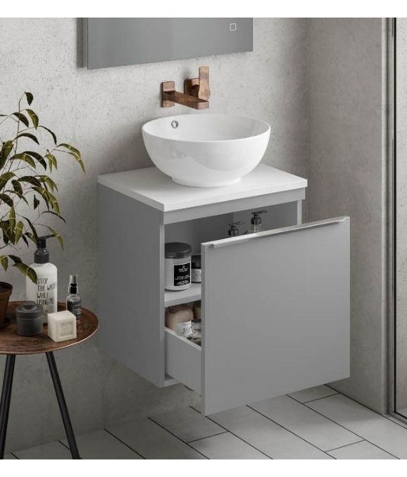HIB PRIMA 50 WALL HUNG BATHROOM UNIT MATT LIGHT GREY 