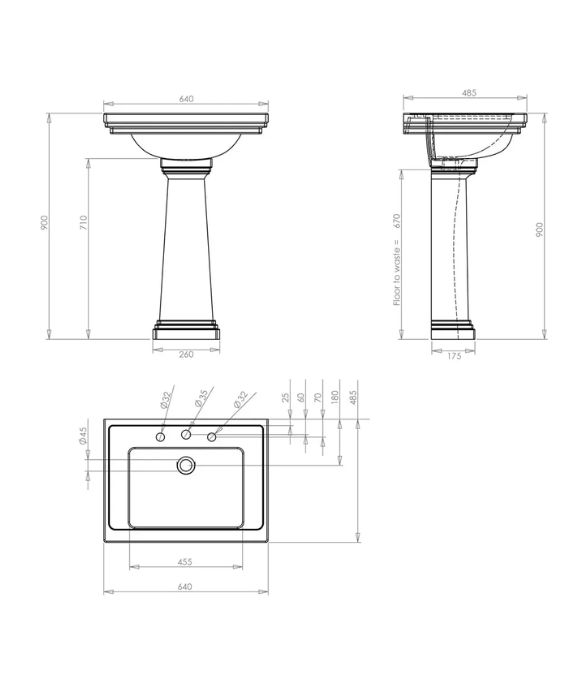 ASTORIA DECO LARGE BASIN 640MM