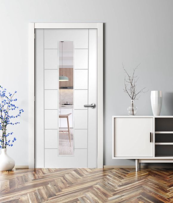 WHITE PRIMED PALERMO 1 LITE WITH CLEAR GLASS 40MM