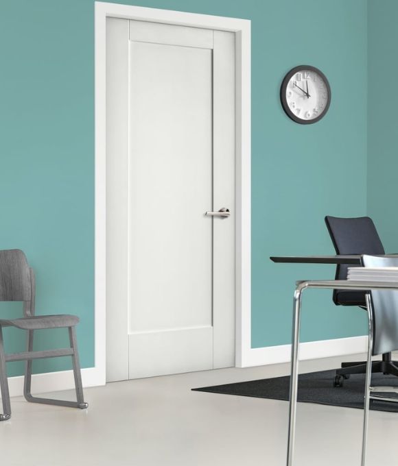 WHITE PRIMED 1 PANEL SHAKER FIRE DOOR 44MM
