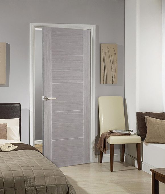 LIGHT GREY LAMINATE 5 LADDER FIRE DOOR 44MM