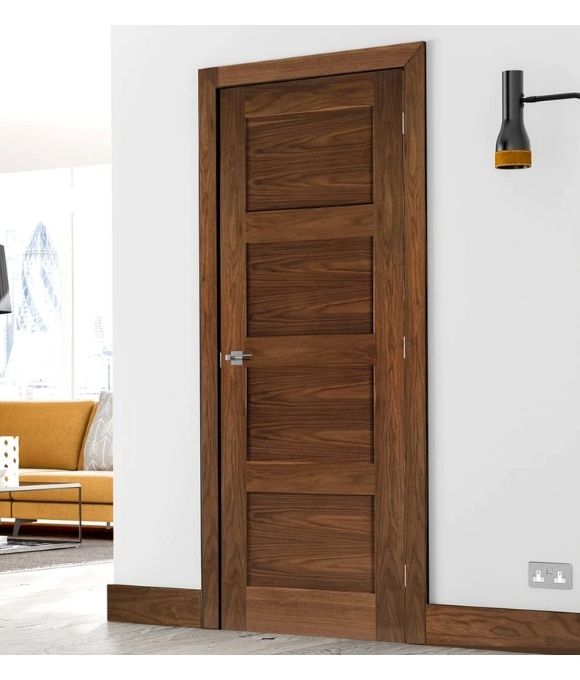 PRE-FINISHED WALNUT 4 PANEL CONTEMPORARY SHAKER 40MM