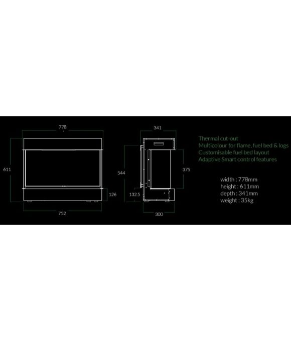 HENLEY ELECTRIC FIRE AURORA 750MM 2KW