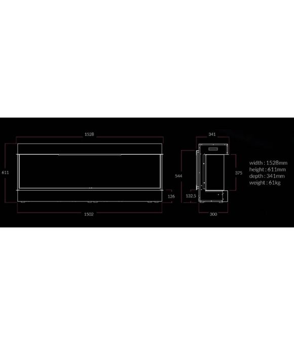 HENLEY ELECTRIC FIRE AURORA 1500MM 2KW