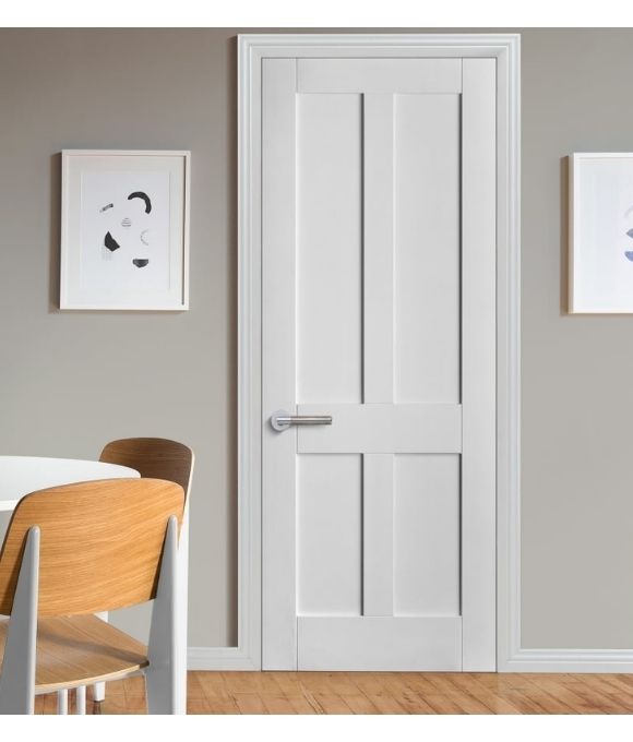 WHITE PRIMED VICTORIAN SHAKER 4 PANEL 44MM