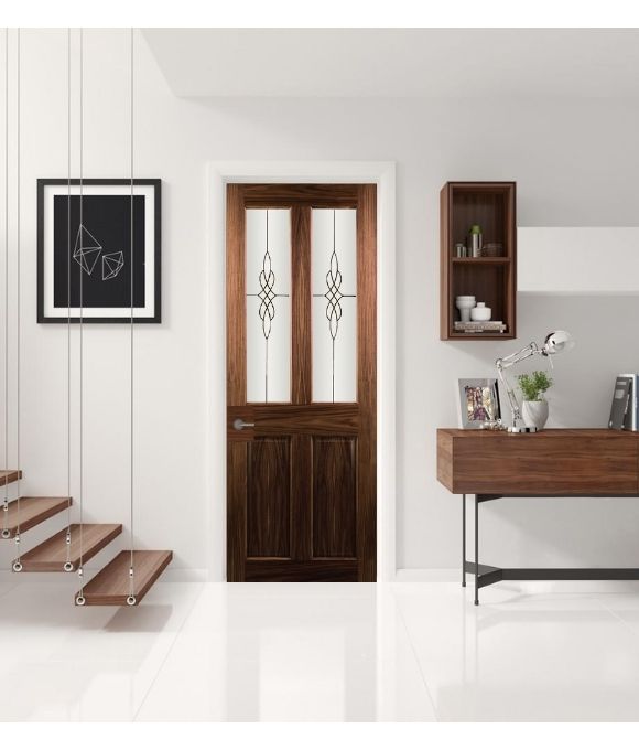 PRE-FINISHED WALNUT WATERFORD 2 PANE/2 PANEL GLAZED 44MM