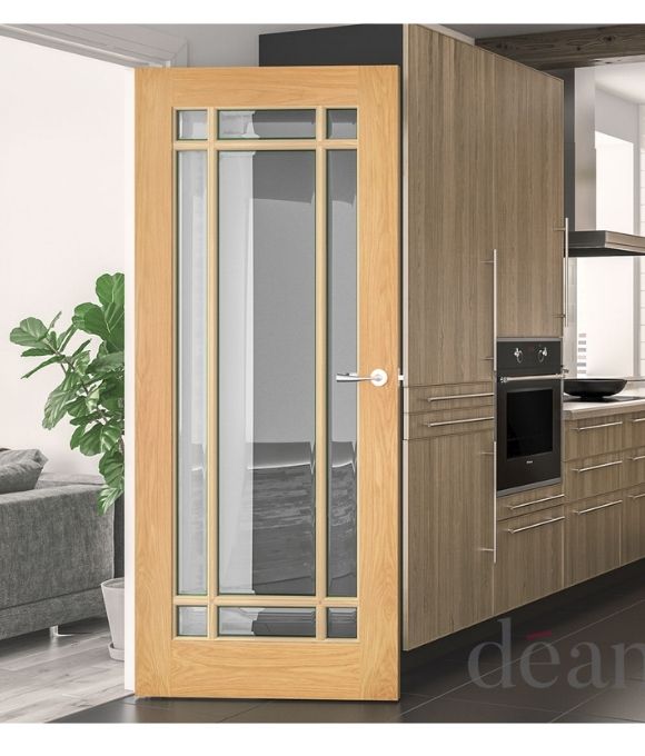 PRE-FINISHED WHITE OAK ARIZONA 9 LITE W/ CLEAR BEVELLED GLASS 44MM