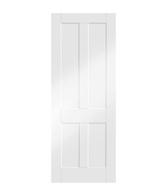 WHITE PRIMED VICTORIAN SHAKER 4 PANEL FIRE DOOR 44MM