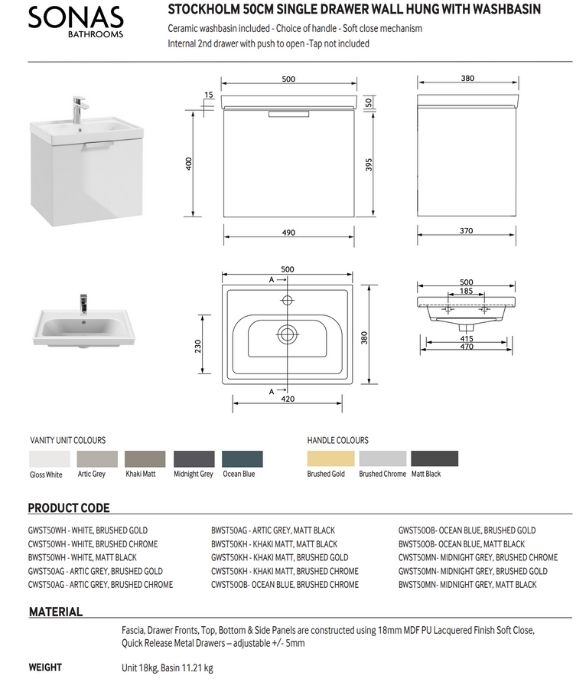 STOCKHOLM WALL HUNG UNIT GLOSS WHITE