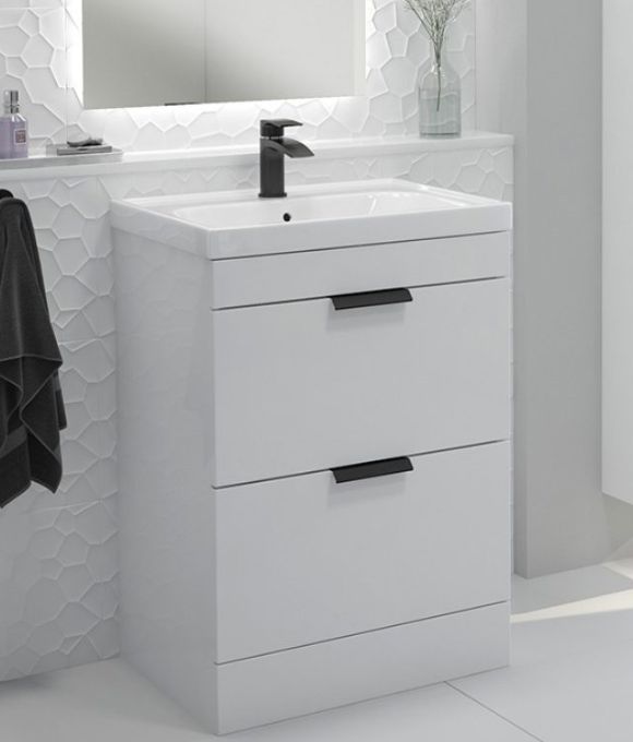 STOCKHOLM 2 DRAWER FLOOR STANDING UNIT GLOSS WHITE