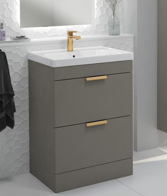 STOCKHOLM 2 DRAWER FLOOR STANDING UNIT KHAKI MATT