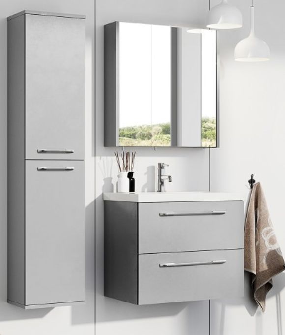 OTTO PLUS 2 DRAWER WALL HUNG UNIT GLOSS LIGHT GREY