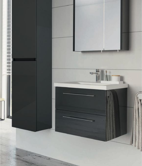 OTTO PLUS 2 DRAWER WALL HUNG UNIT GLOSS GREY