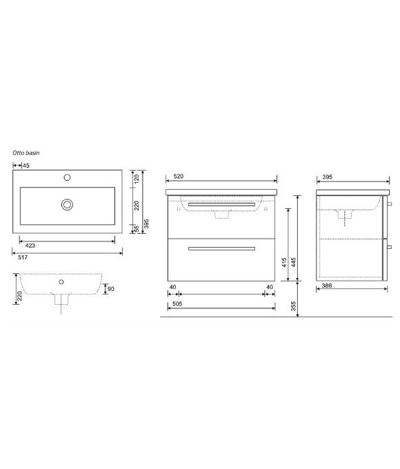 OTTO PLUS 2 DRAWER WALL HUNG CRAFT OAK