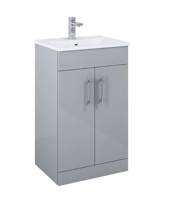 BELMONT SQUARE 2 DOOR FLOOR STANDING UNIT GLOSS LIGHT GREY