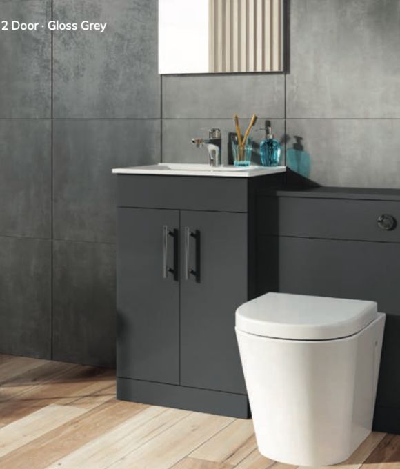 BELMONT SQUARE 2 DOOR FLOOR STANDING UNIT GLOSS GREY