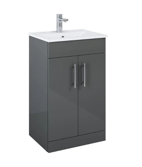 BELMONT SQUARE 2 DOOR FLOOR STANDING UNIT GLOSS GREY