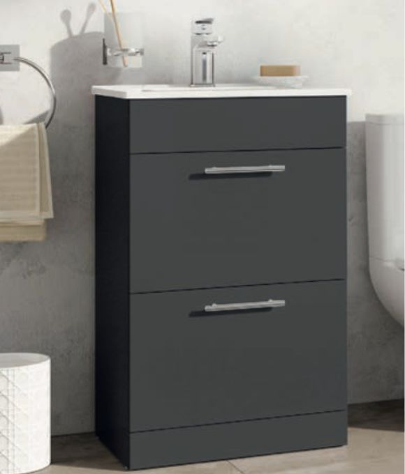 BELMONT SQUARE 2 DRAWER FLOOR STANDING UNIT GLOSS GREY