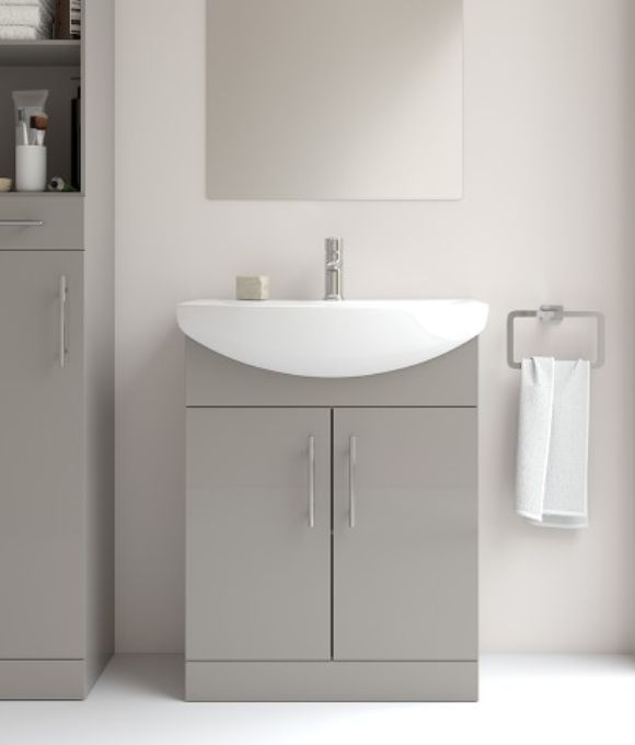 BELMONT 2 DOOR FLOOR STANDING UNIT LIGHT GREY GLOSS