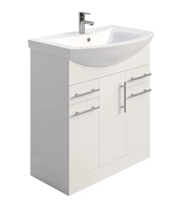 BELMONT 4 DRAWER 1 DOOR FLOOR STANDING UNIT GLOSS WHITE