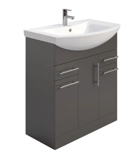 BELMONT 4 DRAWER 1 DOOR FLOOR STANDING UNIT GLOSS GREY