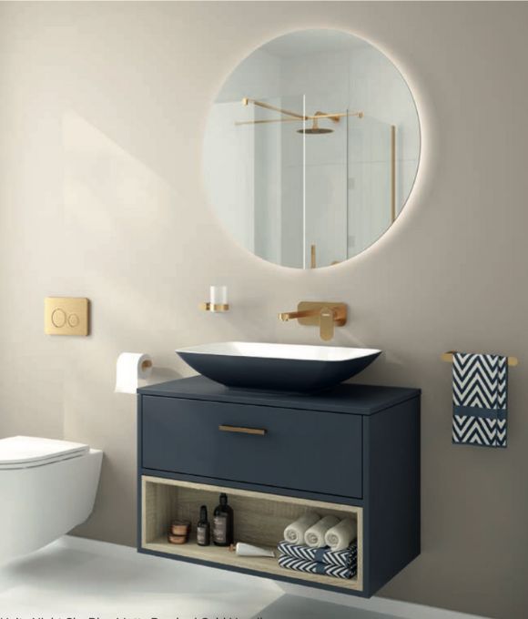 MALMO OPEN SHELF WALL HUNG UNIT MATT NIGHT SKY BLUE