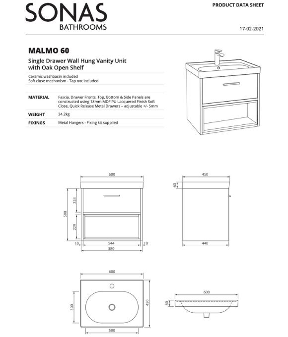 MALMO OPEN SHELF WALL HUNG MIDNIGHT GREY