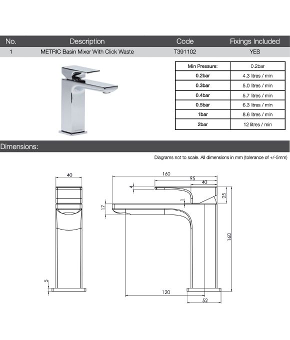 METRIC BASIN MIXER CHROME