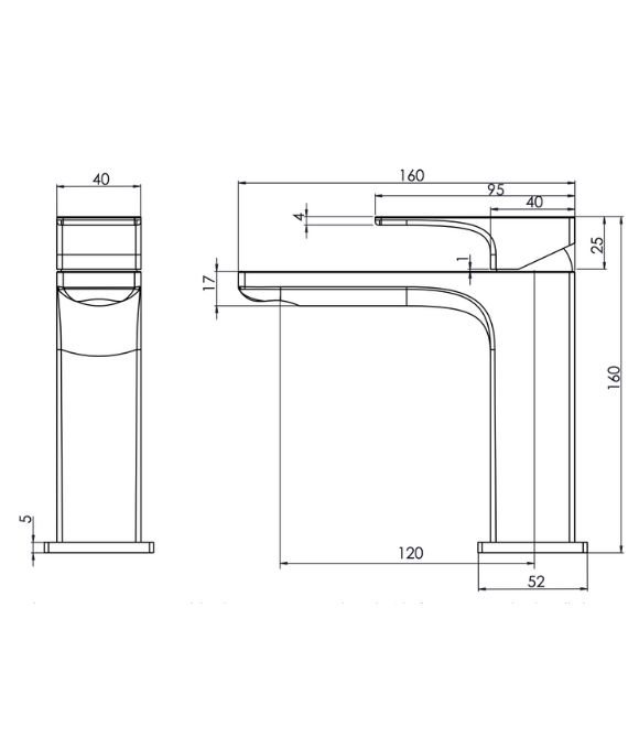 METRIC BASIN MIXER MATT BLACK