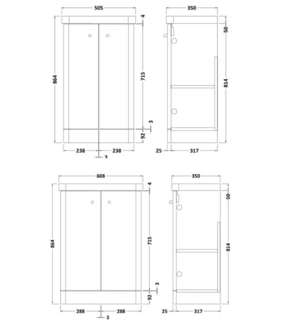 CORFU 2 DOOR FLOOR STANDING UNIT GLOSS ANTHRACITE