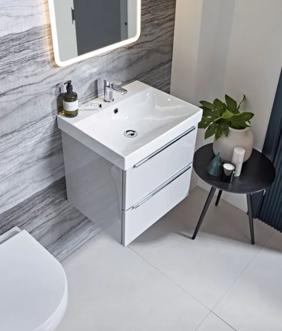 CADENCE WALL HUNG TWIN DRAWER GLOSS LIGHT GREY