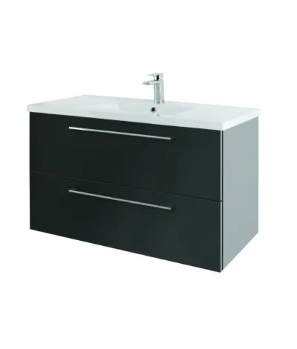 RIMINI WALL HUNG TWIN DRAWER GLOSS GRAPHITE