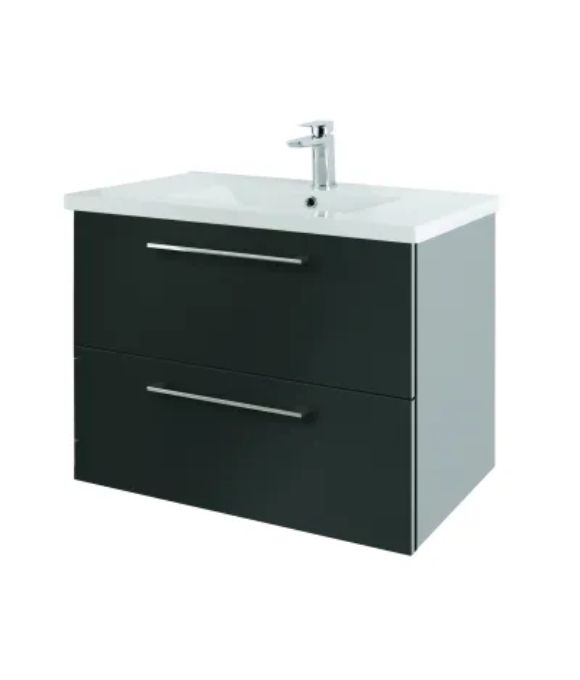 RIMINI WALL HUNG TWIN DRAWER GLOSS GRAPHITE