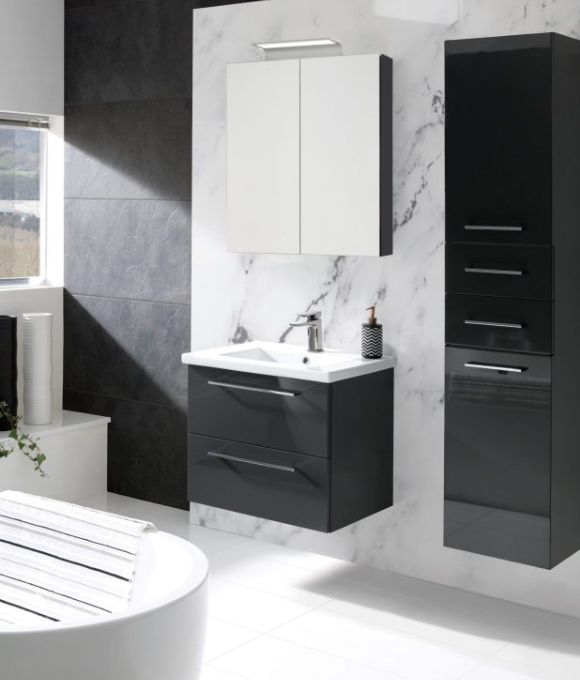RIMINI WALL HUNG TWIN DRAWER GLOSS GRAPHITE